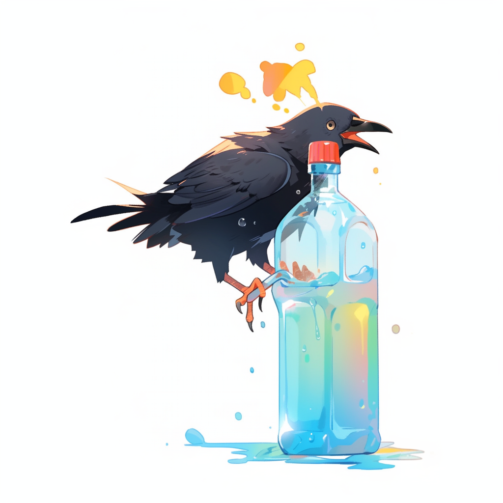The Thirsty Crow Drinks Water