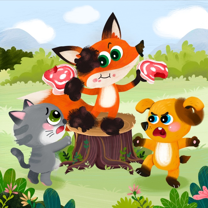 حكايات إيسوب: قطعة لحم في يد ثعلب ماكر Aesop’s Fables: The Fox Divides the Meat