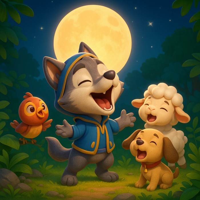 اكتشف مهاراتك: مغامرة الذئب الصغير المرح مع الغناء