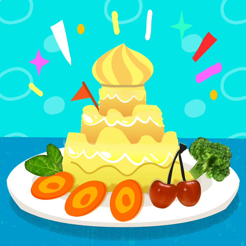 أبطال الخضراوات: محاربو الفواكه يعدون كعكة