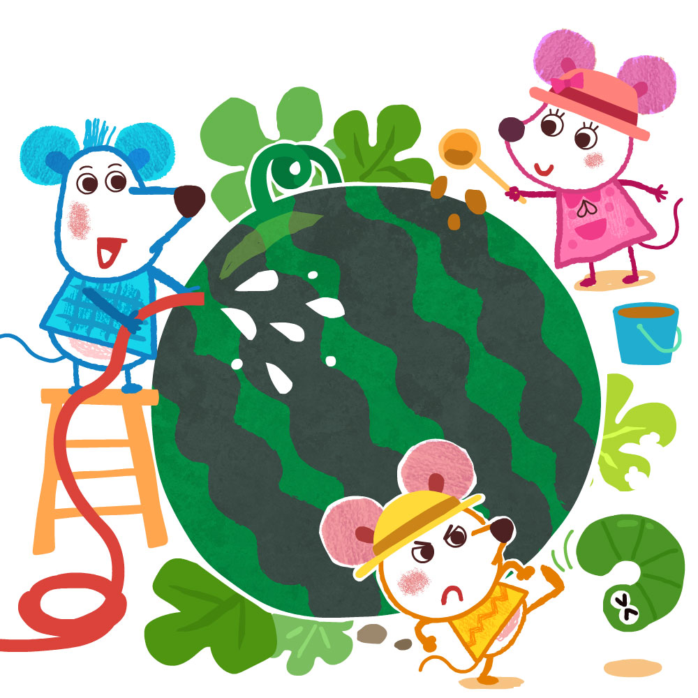 الفئران الثلاثة: زراعة البطيخ الفئران الثلاثة: زراعة البطيخ