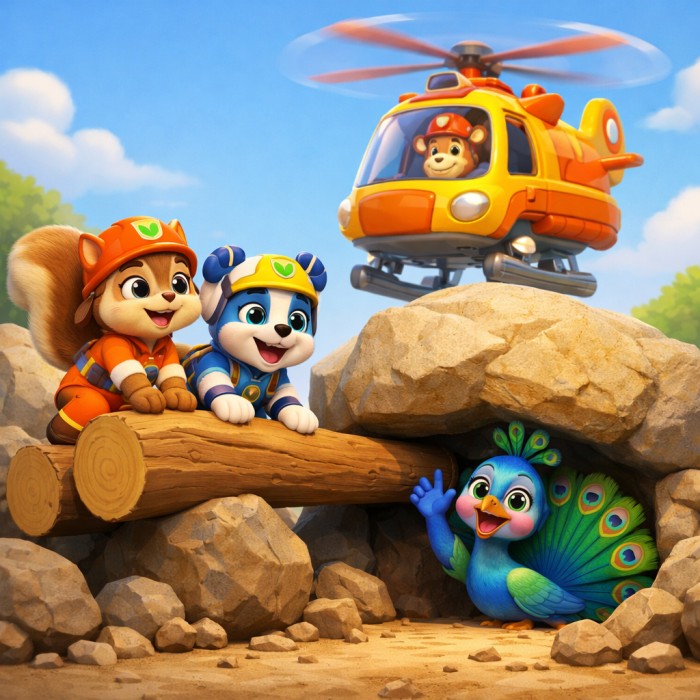 فريق أبطال إنقاذ الغابة: مهمة إنقاذ الطاووسة روعة من الكهف