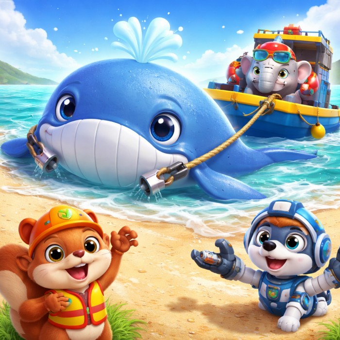 فريق أبطال إنقاذ الغابة: إعادة سمكة الحوت الأزرق إلى موطنها