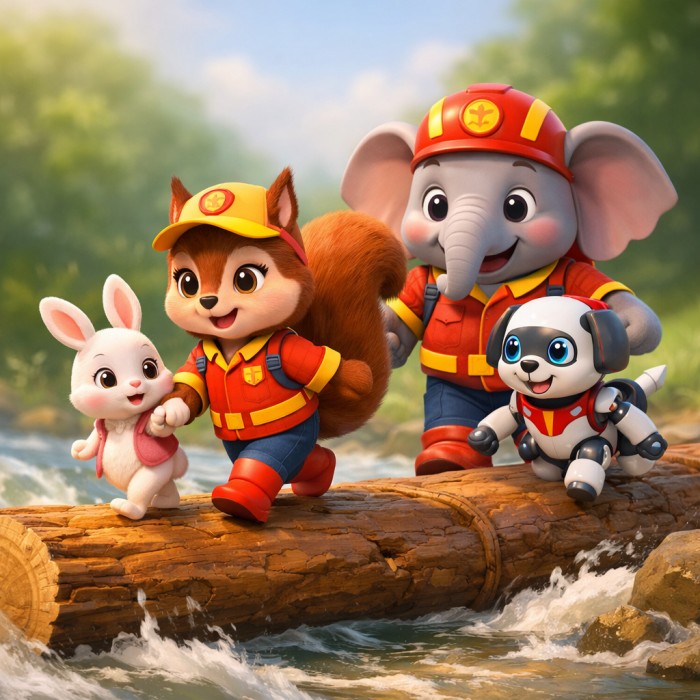 فريق أبطال إنقاذ الغابة: مهمة إنقاذ تحت المطر